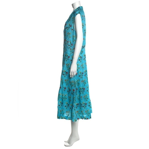 SALONI 100% Linen Eddie B Flowering Seashell Print Midi Dress Size US 8 NWT - Picture 8 of 9